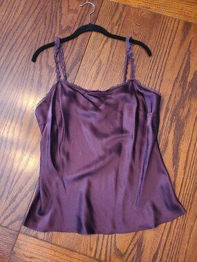NWT Company Ellen Tracy Plum Purple Satin Cami Top - Size 14